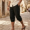thumbnail image 1 of Tawop Cargo Shorts for Men Button Cargo Capri Casual with Pockets Solid Fashion Long Shorts, Black, L, 1 of 9