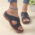 thumbnail image 1 of Tawop Clearance Shoes Womens Sandals Orthopedic Casual Wedge Beach Thick Sole Sandals Blue 6.5, 1 of 8
