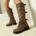 thumbnail image 1 of Tawop Cowboy Boots for Women Tall Chunky Low Heel Lace Up Winter Fall Boots Western, 1 of 6