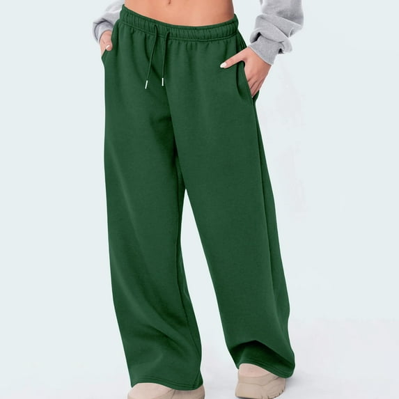 Tawop Drawstring Pants for Women Casual Pants Women Wide Leg Elastic Waist Pants S