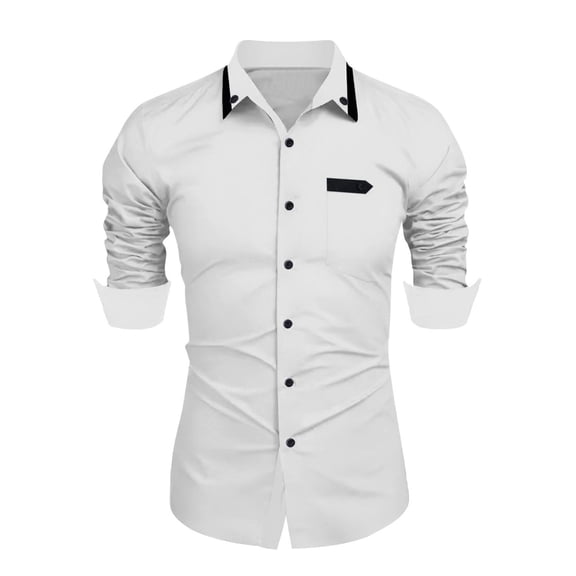 Tawop Dress Shirts for Men Casual Long Sleeve Shirts Pocket Button-Up Shirts ,Size M