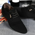 thumbnail image 1 of Tawop Dress Shoes Men Faux Leather Casual Dress Shoes Comfy Business Lace Up Soft Sole Suede Oxfords Black Size:5.5, 1 of 4