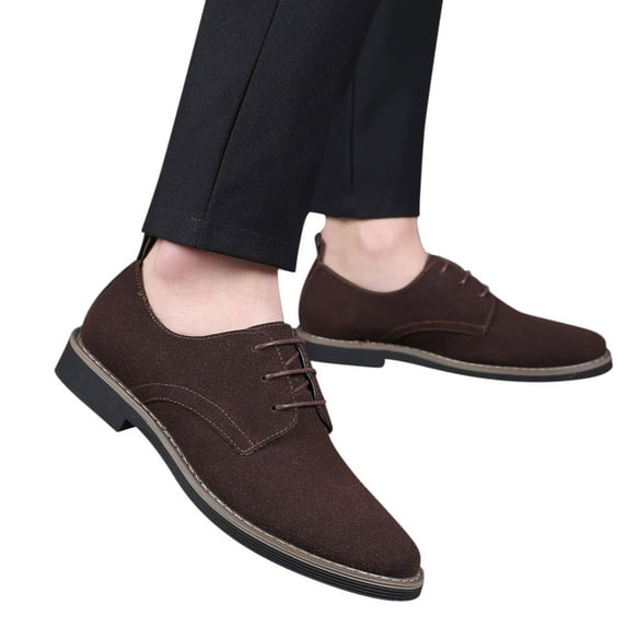 Tawop Dress Shoes Men Faux Leather Casual Suede Brown Size:6