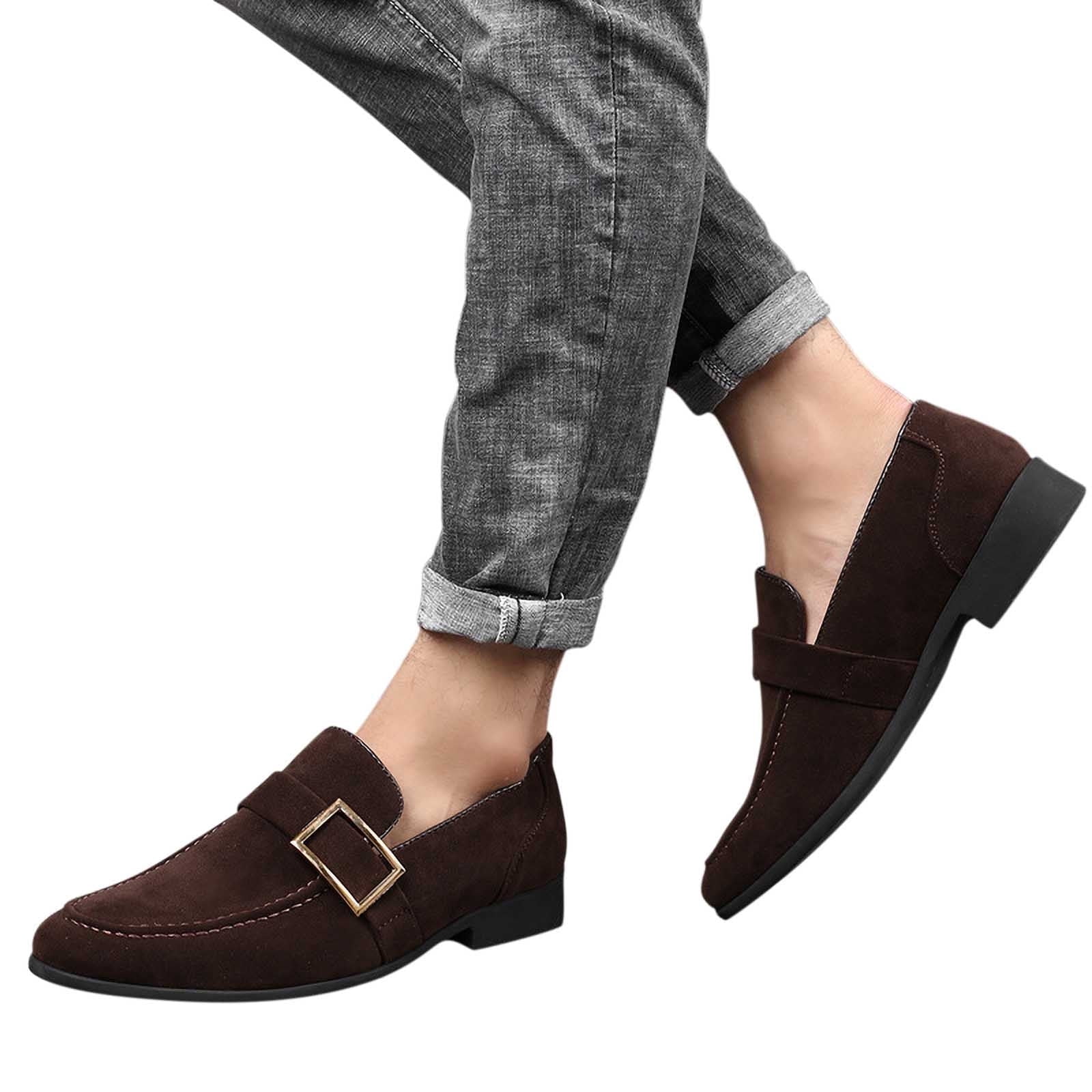 Tawop Dress Shoes Men No Lace Casual Suede Brown Oxfords Men Dress Shoes  Size 7 - Walmart.com