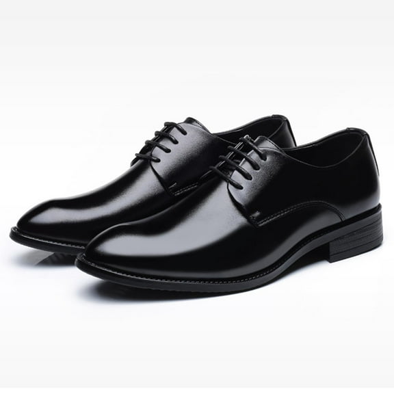 Tawop Dress Shoes for Men Faux Leather Business Lace Up Pointy Toe Oxfords Black Size:10.5