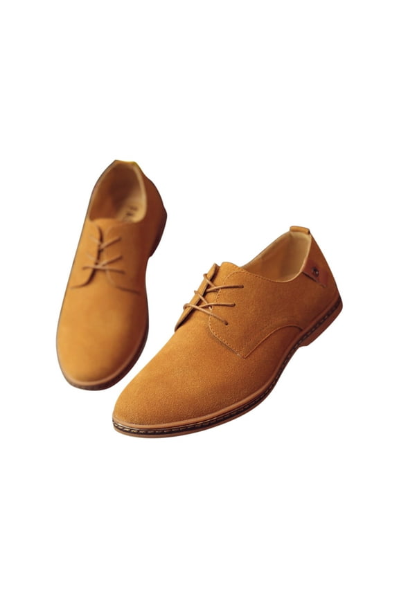 Dress Shoes for Men Faux Leather Casual British Fashion Suede Beige Size:5.5