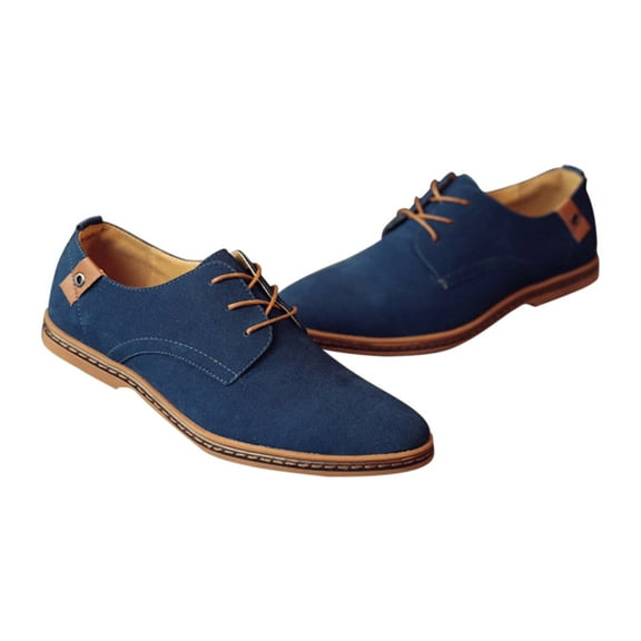 Tawop Dress Shoes for Men Faux Leather Casual British Fashion Suede Blue Size:6.5