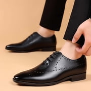 Tawop Dress Shoes for Men Faux Leather Casual Comfy Fashion Lace Up Hollow Oxfords Black Size10