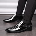 thumbnail image 1 of Tawop Dress Shoes for Men Faux Leather Casual Comfy Fashion Lace Up Oxfords Black Size:8, 1 of 9