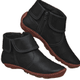 thumbnail image 1 of Tawop Fall Shoes for Women Womens Black Boots Short Boots Flat Boots Women's Casual Flat Retro Zipper Boots Side Zipper Round Toe Shoe Boots Black 5.5, 1 of 4