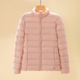thumbnail image 1 of Tawop Fall Jackets for Women Utility Mid-Length Solid Color Cold Resistant Long Sleeve Zipper Regular Pink L, 1 of 3