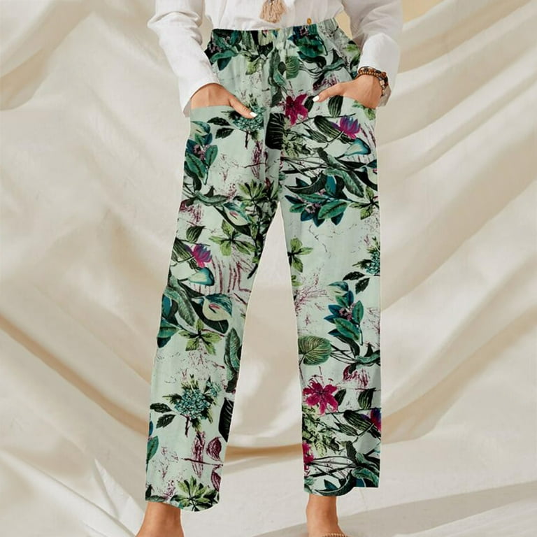 Tawop Fashion Women'S Print Casual Loose Cotton And Linen Retro Wide-Leg Pants  Forbidden Pants Easter Gifts 