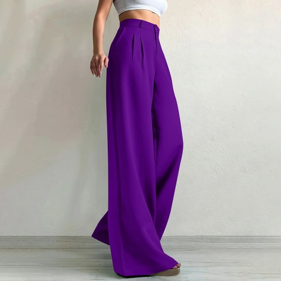 Tawop Wide Leg Pants for Women, Women Pants High Waisted Long Business Casual Trousers 97%Polyester 3%Spandex Pants Office