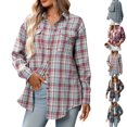 thumbnail image 1 of Tawop Flannel Shirts for Women Oversized Plaid Shacket Jacket Vintage Clothes Long Sleeve Button Down Boyfriend Shirt with Pockets, 1 of 8