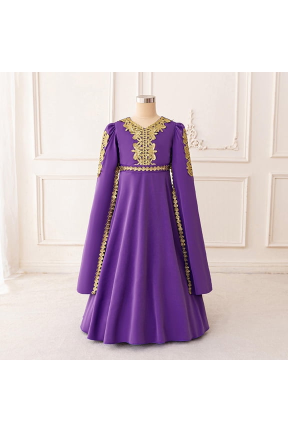 Girls Dresses Muslim Dress Dress Girl's Birthday Party Robe Evening Dress Children's Printed Festival Performance Dress Princess Dress