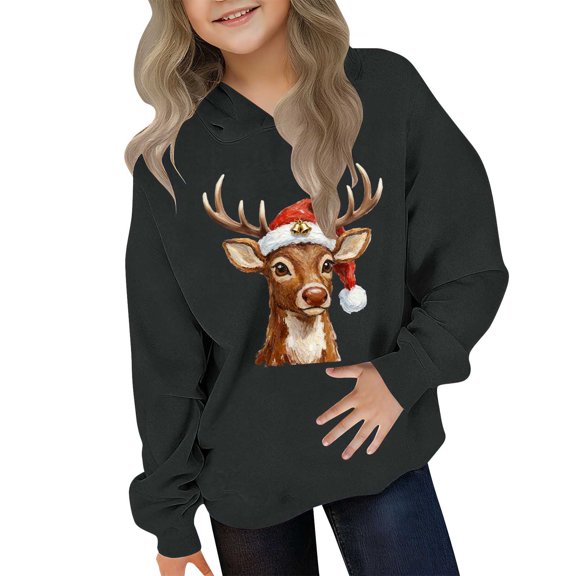 Tawop Girls Hoodie Boys and Girls Casual Long Sleeve Hoodies Cute Oversized Fleece Pocket Sweatshirt Tops