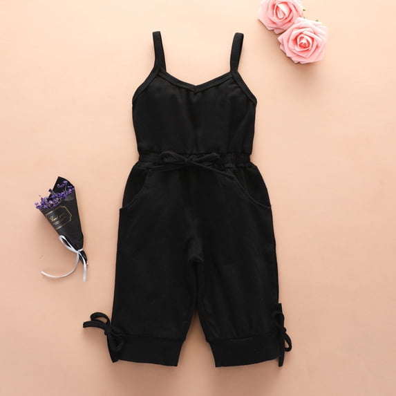 Tawop Girls' Summer Camisole Jumpsuits Casual Bow Jumpsuit