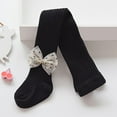 thumbnail image 1 of Tawop Girls Tights Autumn Thin Soft Cotton Tights with Bow Opaque Black, 1 of 3