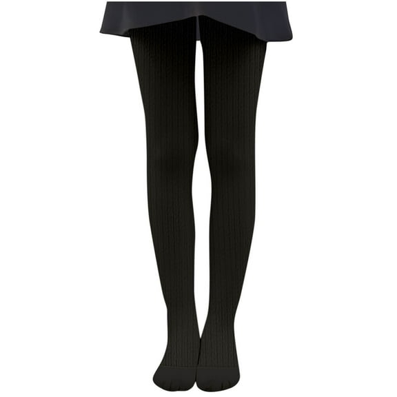 Tawop Girls Tights Fleece-Lined Thermal Leggings Footed Pants Black