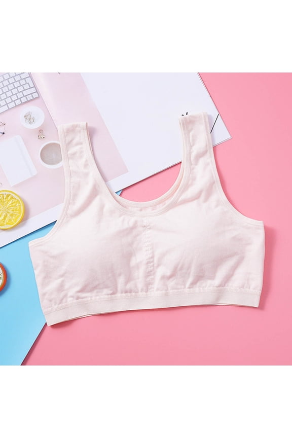 Girls Training Bra Girls' Bra without Steel Ring Developmental Stage Student Underwear with Sponge Bulge Points Children's Camisole