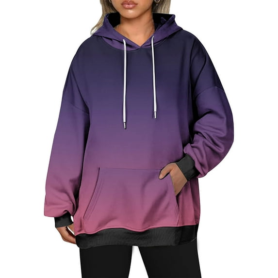 Tawop Hoodie Tops Sweatshirt Long Sleeve Drop Shoulder Purple 3XL