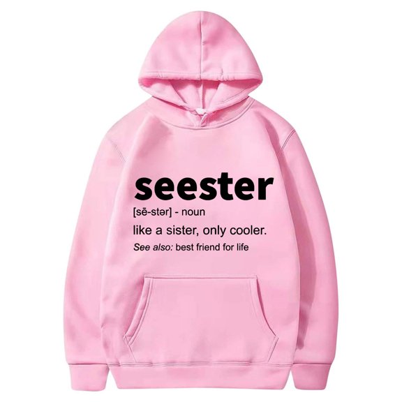 Tawop Hoodie Women Tops Sweatshirt Fleece Pockets Graphic Letter Coats Pink XL