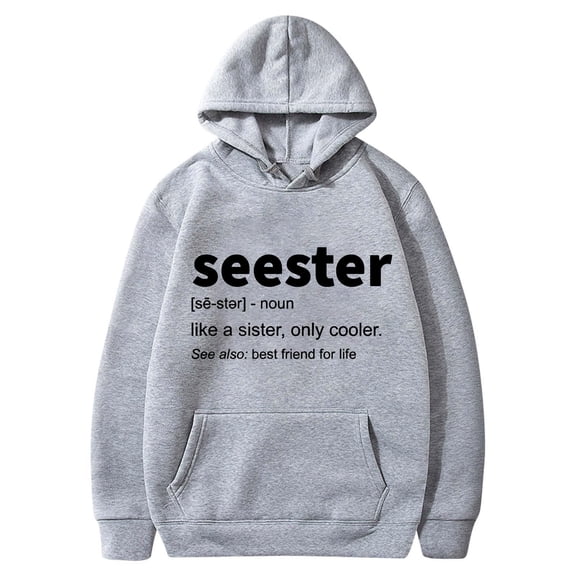 Tawop Hoodie Womens Top Sweatshirt Fleece Pockets Graphic Letter Coats Gray XL