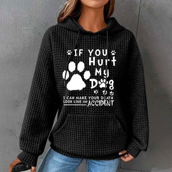Tawop Womens Sweatshirt Dog Lover Hoodies Waffle Pullover for Women Pocket Sweatshirt