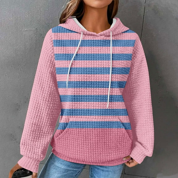 Tawop Hoodies for Women Women Tops Sweatshirt Long Sleeve Pockets Graphic Pink 2XL