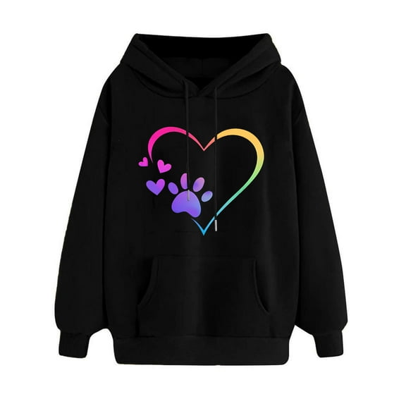 Tawop Hoodies for Women Women Tops Sweatshirt Long Sleeve Pullover Graphic Black S