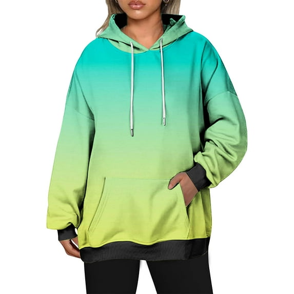 Tawop Hoodies for Women Womens Tops Sweatshirts for Women Long Sleeve Drop Shoulder Green 4XL