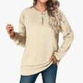 thumbnail image 1 of Tawop Hoodless Sweatshirt for Women Women Tops Sweatshirt Long Sleeve V Neck Solid Casual Beige L, 1 of 7