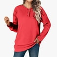 thumbnail image 1 of Tawop Hoodless Sweatshirt for Women Womens Top Sweatshirt Long Sleeve V Neck Solid Casual Red M, 1 of 7