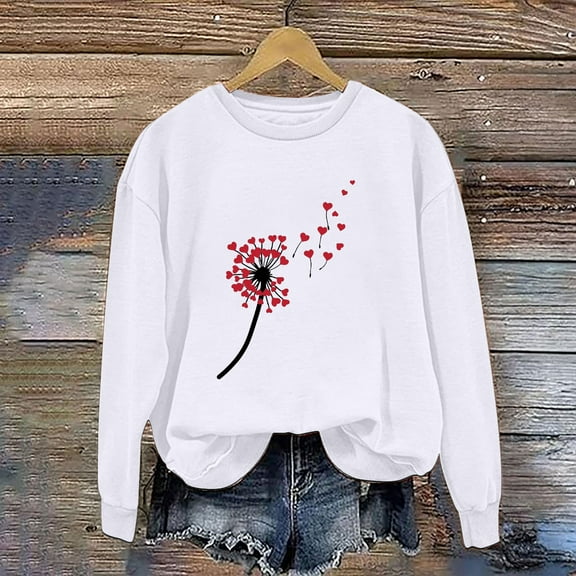 Tawop Hoodless Sweatshirt for Women Womens Tops Womens Sweatshirts Crew Neck Long Sleeve Graphic Solid White M