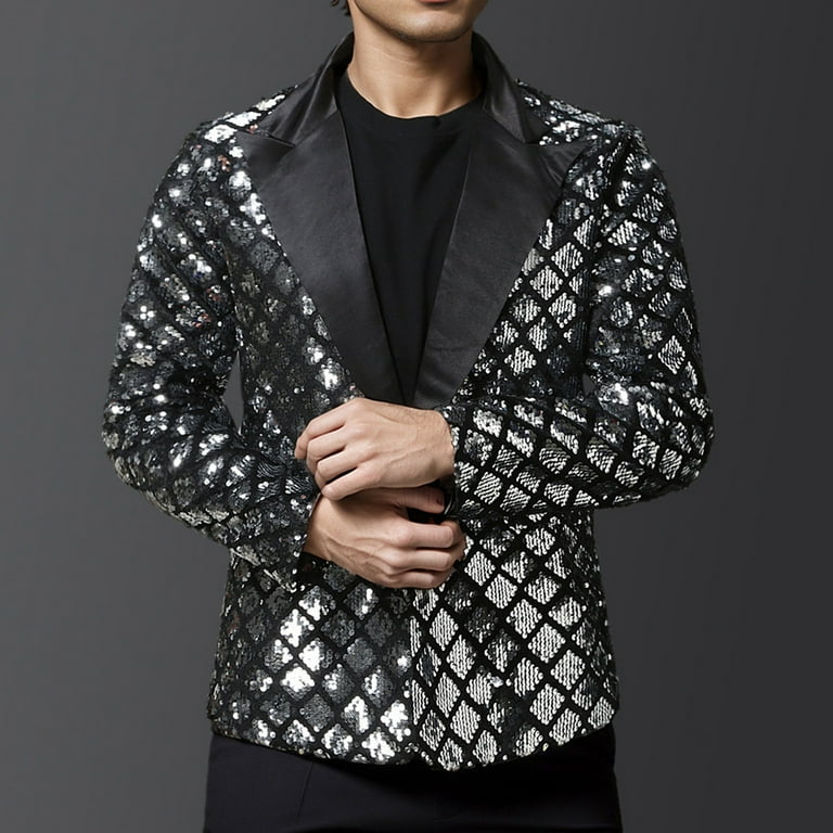 Tawop Jacket Men Blazers Casual Sequin Stage Costume Trendy Mens