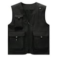thumbnail image 1 of Tawop Jacket Men Cargo Vest Sleeveless Thin Hoodless Loose Casual Outdoor Hiking Sports Plus Mens Gift,Black,5XL, 1 of 8