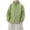 thumbnail image 1 of Tawop Jacket Men Lightweight Long Sleeve Thin with Hood Sun Protection Casual Trendy Solid Mens Clothes,Mint Green,L, 1 of 2