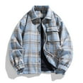 thumbnail image 1 of Tawop Jacket Men Long Sleeve Hoodless Casual Plaid Mens Fall Jackets,Blue,L, 1 of 9