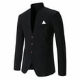 thumbnail image 1 of Tawop Jacket Men Stand Collar Blazers Long Sleeve Casual Solid Wedding Mens Clothing,Black,3XL, 1 of 7