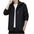 thumbnail image 1 of Tawop Jacket Men Wind Breaker Long Sleeve with Hood Loose Casual Hiking Trendy Solid Plus Mens Gift,Black,5XL, 1 of 5