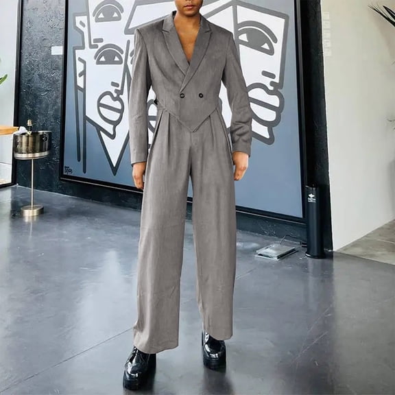 Tawop Jackets for Men Blazers Long Sleeve Hoodless Pockets Casual Solid Sets Mens Clothes,Gray,S