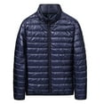 thumbnail image 1 of Tawop Jackets for Men Cotton Puffer Long Sleeve Zip Pockets Solid Mens Winter Coats,Navy,L, 1 of 3