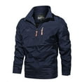 thumbnail image 1 of Tawop Jackets for Men Detachable Long Sleeve Zip with Hood Pockets Casual Winter Solid Mens Fall Jackets,Blue,2XL, 1 of 9