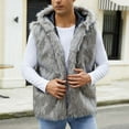 thumbnail image 1 of Tawop Jackets for Men Faux Fur Thermal Sleeveless with Hood Casual Solid Mens Winter Coats,Gray,XL, 1 of 8
