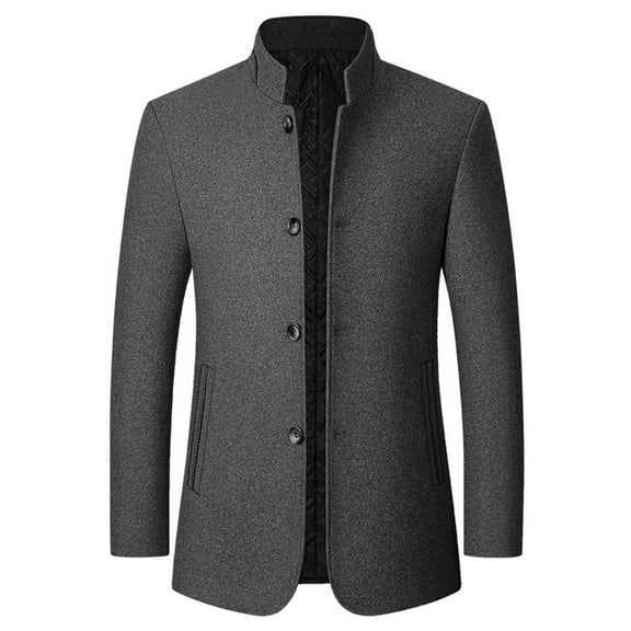 Tawop Jackets for Men Stand Collar Blazers Long Sleeve Casual Solid Mens Gift,Gray,3XL