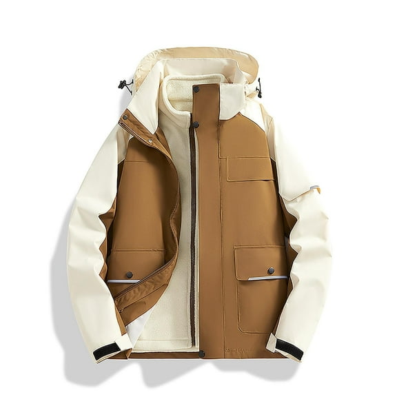 Tawop Jackets for Men Sweatshirt Long Sleeve Zip with Hood Casual Trendy Mens Clothes,Coffee,3XL