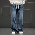 thumbnail image 1 of Tawop Jeans for Men Straight Stone Washed Drawstring Barrel Jeans with Pockets, (Men'S Or Men'S Big & Tall), 1 of 5