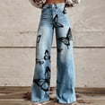 thumbnail image 1 of Tawop Jeggings Womens Jeans Style Wide Leg Loose Modern Fit Printed Jeans for Women Butterfly Jeans, 1 of 6
