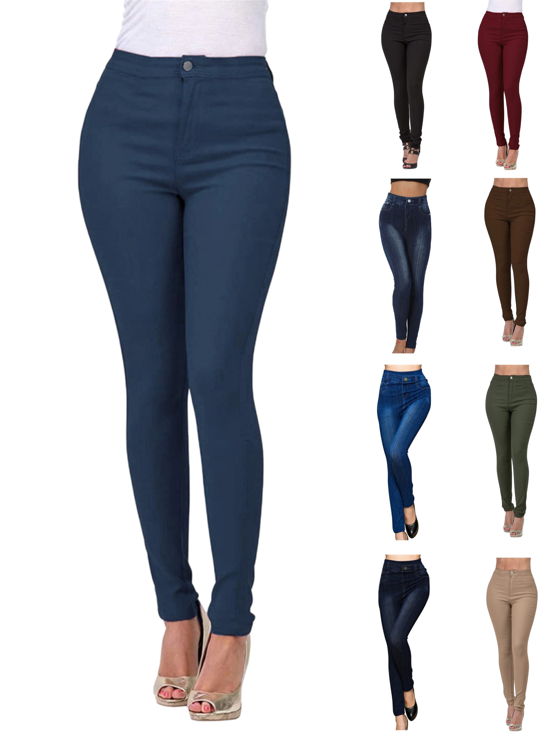 Tawop Women s Jeggings on Sale Womens Jeans Style Slim Fit Thick Mock Pocket Styling Solid Color Tight Leggings Women s Or Women s Plus