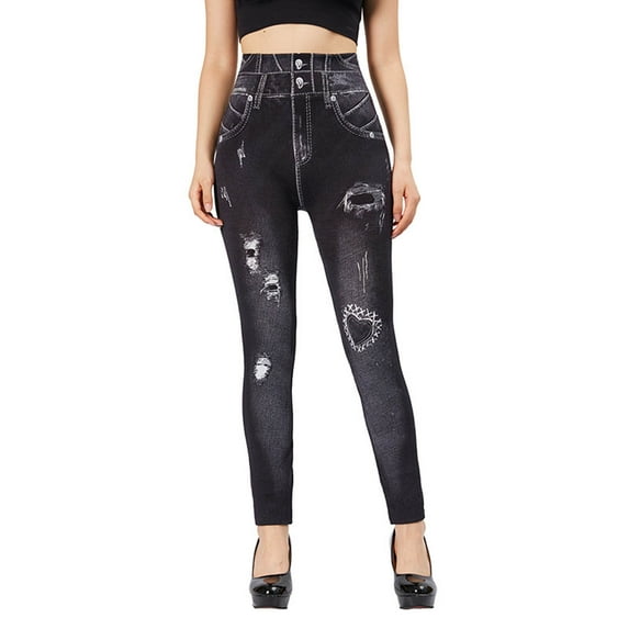 Tawop Jeggings for Women Womens Jeans-Style Modern Fit Lightweight Slim Print Strechy Leggings
